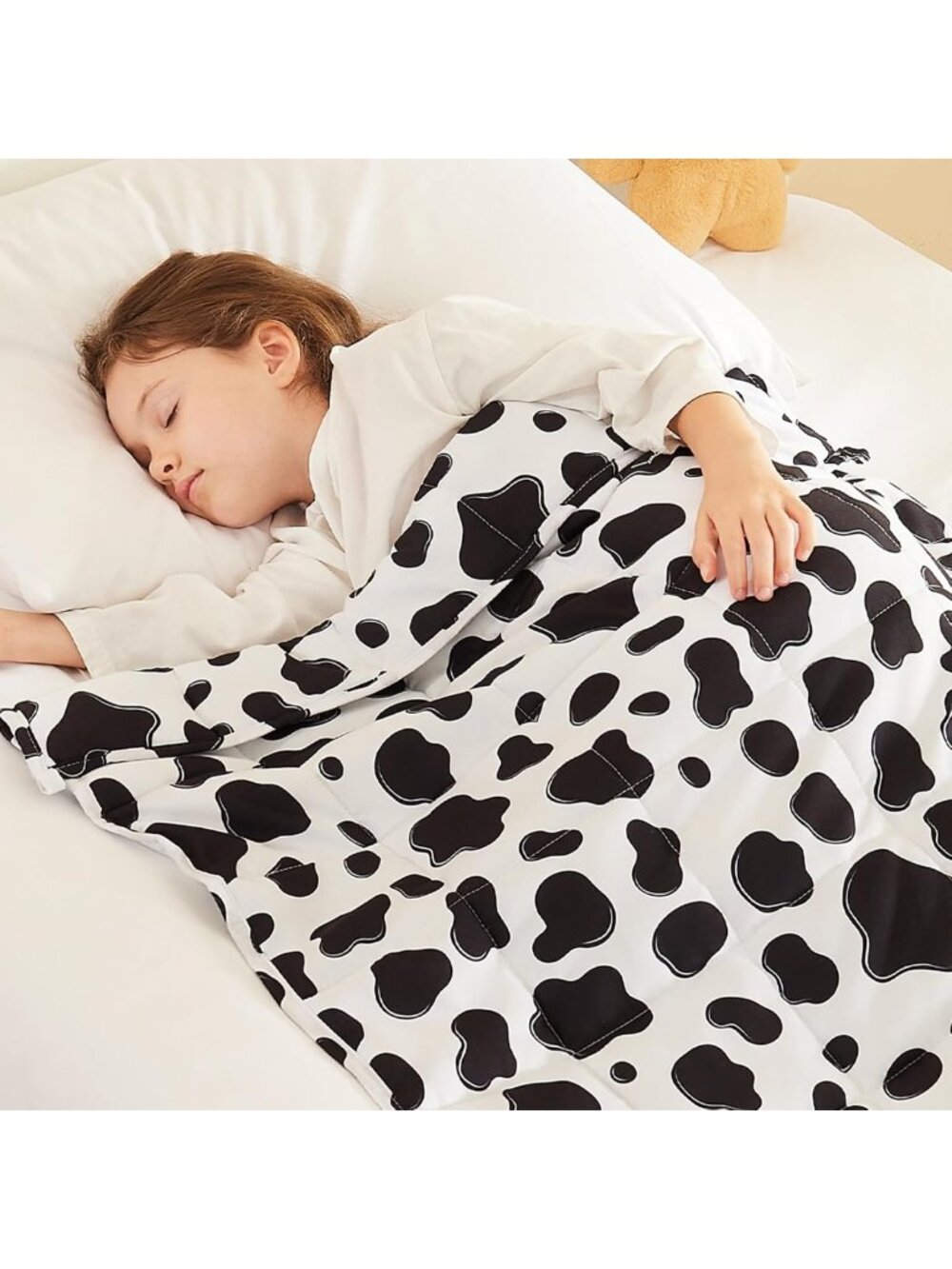 Cozy 10 lbs Weighted Blanket - Cow Print, Breathable Small Lap Blanket (41"x60")